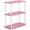 Furinno Libreria Bassa a 3 ripiani Pink/White Tubi tondi