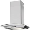 Corbero - Campana decorativa orizzontale | FUJI675XGLASS | Vetro Inox, 60 cm, portata 750 m3/h, 230 W, 3 velocità, filtro alluminio 3 strati, filtro carbone, efficienza energetica A