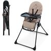 kk Kinderkraft Kinderkraft BINCI Seggiolone Pieghevole Leggero con Vassoio Regolabile, Poggiapiedi e Cintura a 5 Punti, Facile da Pulire, Ideale per Viaggi e Piccoli Spazi, Beige