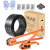 VEVOR Set di Reggiatura per Cinghie Plastiche, Rotolo di Reggetta da 610 m, Kit di Reggiatrici Manuali per Imballaggio Magazzino Trasporto, con 600 Sigilli Metallici, 200 Protezioni Angolari, Guanti