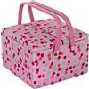 Hobby Gift grande scatola da cucito con due coperchi, scatola portaoggetti artigianale, vassoio per accessori, puntaspilli, manici in PVC, 25 x 25 x 17 cm, Ciliegia