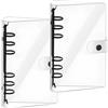 MUNTE 2 Pezzi Raccoglitore A6, Quaderno Ad Anelli in PVC con Copertina Trasparente, Raccoglitore Ad 6 Anellia con Morsetto in Ferro Nero, Facile da Trasportare, Adatto per Ufficio e Scuola