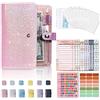 Hykiee Porta Soldi con Bustine 12 Trasparenti, Raccoglitore Soldi per Risparmi PU A6 Quaderno Documenti ad Anelli Agenda, Budget Binder Planner Money Organizer/Organizzatore Cash Stuffing (Rosa)