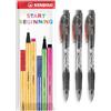 STABILO Marathon - Penna a sfera retrattile, punta fine da 0,7 mm, confezione da 3 (nero)