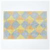 HOMESCAPES Tappetino da bagno a scacchi antiscivolo in 100% cotone giallo e grigio, 50 x 80 cm