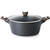 SENSARTE Casseruola in Alluminio 28 cm 6,6L, Compatibile con Induzione e Gas, Rivestimento Antiaderente senza PFOA, Coperchio Hermetico, Maniglioni Freddi, Lavabile in Lavastoviglie