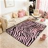 Loussiesd Tappeto con strisce zebrate 100x150 cm, decorazione animali selvatici, tappeto per soggiorno, camera da letto, decorazione animali selvatici, antiscivolo, rosa, nero, a righe, geometrico