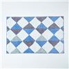HOMESCAPES Tappetino da bagno antiscivolo a quadretti 100% cotone, blu, 50 x 80 cm