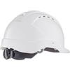 Tector Casco di protezione industriale secondo EN397, con cinturino in tessuto a 6 punti e tappo a vite (bianco)