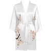 BABEYOND Kimono Vestaglia Copri Breve Floreale Seta Satin Kimono Camicetta Sciolto Addio Al Nubilato Vestito, bianco, One Size