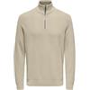 Only & Sons Onsmace Reg Herringbone Half Zip Knit NS, Silver Lining, 3XL, Fodera in Argento, 3XL