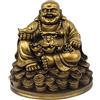 Petrichor Fengshui ridere Buddha seduto sulle monete dei soldi fortunati che trasportano d'oro Lingotto per buona fortuna e felicità