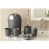 Fingey Bathlux, set di accessori da bagno con design moderno, 6 pezzi, spazzolino per WC, pattumiera, portasapone, portaspazzolino, dispenser per sapone, tazza per risciacquo Grey