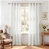 PONY DANCE Tende Soggiorno Moderne 2 Pezzi Effetto Lino Semitrasparenti Tende Camera da Letto con Anelli per Interni Curtains Cameretta Bambini 2 Pezzi L 140 x A 220 CM, Bianco