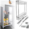 EVOTRADE Cestello Estraibile Per Modulo 20 cm Con Guide Ad Estrazione Totale, Carrello Scorrevole Ammortizzato in Acciaio Inox, Porta Bottiglie Barattoli Ideale per Cucine e Dispense