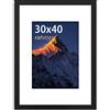 wyewye - Cornice portafoto in legno MDF nero, 21,5 x 28 cm, cornice da 30 x 40 cm, con vetro acrilico, da appendere verticalmente o orizzontalmente, per foto, poster, puzzle