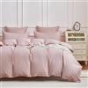 Gezu Copripiumino in raso di cotone, 220 x 240 cm, rosa, 100% cotone, set da letto 220 x 240 cm, per adulti, naturali, in cotone a fibre lunghe, moderno, morbido, biancheria da letto con cerniera con