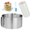 AMANDELIZABE Anello Torta Regolabile, Stampo Circolare per Torte e Allungabile, Stampo Rotondo 16-30cm e 1PCS Torta Collare Trasparenti 10M Acetato per Pasticceria per Torte in Mousse con 1 Raschietto per Dolci