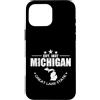 US States United States USA Country Amer Custodia per iPhone 16 Pro Max Michigan Est. 1837 Great Lake State Stati Uniti d'America