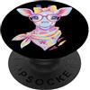 Kawaii Whimsical Pastel Safari Face Grap Cute Giraffe Ritratto Amante Animali Grafica Rosa Occhiali PopSockets PopGrip Adesivo