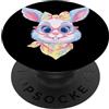 Kawaii Whimsical Animal Face Graphics Ye Carino Bunny Ritratto Floreale Coniglio Amante Grafica Rosa Occhiali PopSockets PopGrip Adesivo