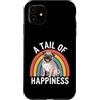 Pug Puppy Lover PS Custodia per iPhone 11 A Tail of Happiness, cane carlino retrò arcobaleno