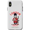 Dogs & Coffee Designs Custodia per iPhone X/XS Dolce Divertente Bobtail Cane Londra KING'S GUARD Bandiera Inghilterra