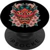Japanese Aesthetic by Tokyo Waves Maschera Yokai Oni giapponese del demone del diavolo Hannya con fiori di ciliegio PopSockets PopGrip Adesivo