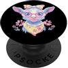 Kawaii Whimsical Pastel Farm Face Graphi Carino Capra Ritratto Amante Animale Grafica Rosa Occhiali Floreale PopSockets PopGrip Adesivo