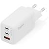 DIGITUS Caricabatterie USB-C GaN II - 2x USB-C e USB-A - 3 porte - fino a 67 W - Caricabatterie rapido - Adatto per laptop, cellulari, tablet, smartwatch, cuffie, powerbank - Bianco