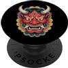 Japanese Oni Mask Aesthetic By TOKYO WAV Hannya Oni Mask Devil Yokai - Maschera giapponese con tatuaggio demone PopSockets PopGrip Adesivo