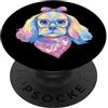 Kawaii Whimsical Pastel Pet Face Graphic Simpatico ritratto cane amante dei cani personaggio grafico occhiali blu PopSockets PopGrip Adesivo
