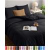 Utopia Bedding Copripiumino Matrimoniale 260x240 - Microfibra Copripiumino 260x240cm + Federe 65x65cm - Nero