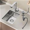 ROVOGO Lavello da incasso in acciaio inox 304, piccolo, 40 x 34 cm, con scarico, valvola a cestello e troppopieno, spazzolato, cucina rettangolare
