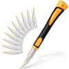 FOSHIO Taglierino Bisturi con 10 lame rivestite in titanio Cutter di Precisione Coltello Professional Cutter Set coltelli e cappuccio protettivo, bisturi chirurgici, coltello (giallo)