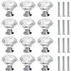 FOCCTS Set di 12 Pezzi Pompelli Manopole di Cristallo 30MM con Vite Manopole a Forma Diamanti Trasparente Set Maniglia per Porte Armadietti Cassetti e Guardaroba Accessori Mobili