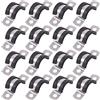 Glarks - Set di 16 morsetti per tubo a U a 2 fori, in acciaio inox 304, con cuscinetto in gomma rigida per tubi a U (15 mm)