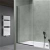 Mai & Mai maimai Mai & Mai Parete Vasca da Bagno Doccia 80x140cm, Parete Sopravasca Doccia Apertura 180° Vetro Trasparente 6mm con Nano Rivestimenti Nero Cortona201K