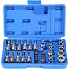 Bixury Set da 34 Pezzi di Bussole Torx Femmina Robuste E-Torx Set di Chiavi a Bussola a Stella con E4-E20 3/8'' T10-T60 3/8'' T10-T55 5/16'' per Auto Riparazione di Biciclette