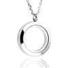 Zysta Gioielli da uomo e donna, in acciaio inox, lisci, galleggianti, con medaglione sabbiato, collana unisex (rotondo 25 mm)