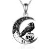 Wasee Collana da donna con ciondolo a forma di gatto/orso/pipistrello/ragno/zucca/lupo/sole e luna/tartaruga/corvo, in argento Sterling 925, collana con luna crescente per festa della mamma, Natale