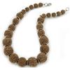 Avalaya Collana in stile grosso con perline di vetro color bronzo e chiusura argentata, lunghezza 47 cm