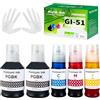 FANSHENG GI51 Inchiostro Compatibile con Canon GI-51 Flaconi di Inchiostro per Pixma G1520 G1560 G2520 G2560 G3520 G3560 G1530 G2570 G4570 G3570 Series (5 Colore 2 Nero/Ciano/Magenta/Giallo)