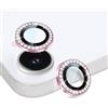 DiyGody 2 pellicole protettive per obiettivo della fotocamera, compatibili con iPhone 17e/16e, con strass glitterati 9H HD, in vetro temperato trasparente, antigraffio, per iPhone 17e/16e, rosa