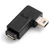 SYSTEM-S Micro USB Femmina a Mini USB Maschio Angolo di 90 ° Gradi angolare Sinistro Adattatore Spina