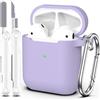 MHYALUDO Custodia per Airpods 1a/2a generazione (2016/2019),Custodia protettiva in morbido silicone per Airpods 1a/2a con LED visibile sulla parte anteriore,con kit di pulizia,Uva viola