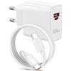 ACOCOBUY Caricabatterie rapido 100W per Honor 400 200 Pro Magic 8 7 Pura 70 Pro Caricabatterie rapido PD a 2 porte e cavo USB C 1m 6A per Honor Magic6 5Lite V5 V3 400 600 Lite Smart 90 70 X6b X6c Pad X9a X8a 9