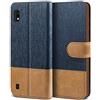 BEZ Cover per Samsung A10, Custodia per Portafoglio Samsung Galaxy A10 Protettiva in Tela e PU Pelle Portafoglio Flip Cover con Chiusura Magnetica, Blu Navy