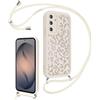 Kilbnom Leopardata Cover con Cordino per Samsung Galaxy S26, Custodia Silicone Antiurto con Tracolla, Aesthetic Bianco Leo Estivo Motivo, Case con Catena Collana per Samsung S26 6,3