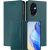 MOJIA Custodia per Honor 200 PRO, Resistente a Cadute e Graffi, Alta qualità PU Pelle Stile Portafoglio Cover Folio con Chiusura Magnetica. Dark Green